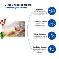 Stag Deer Water Colour Glass Chopping Board