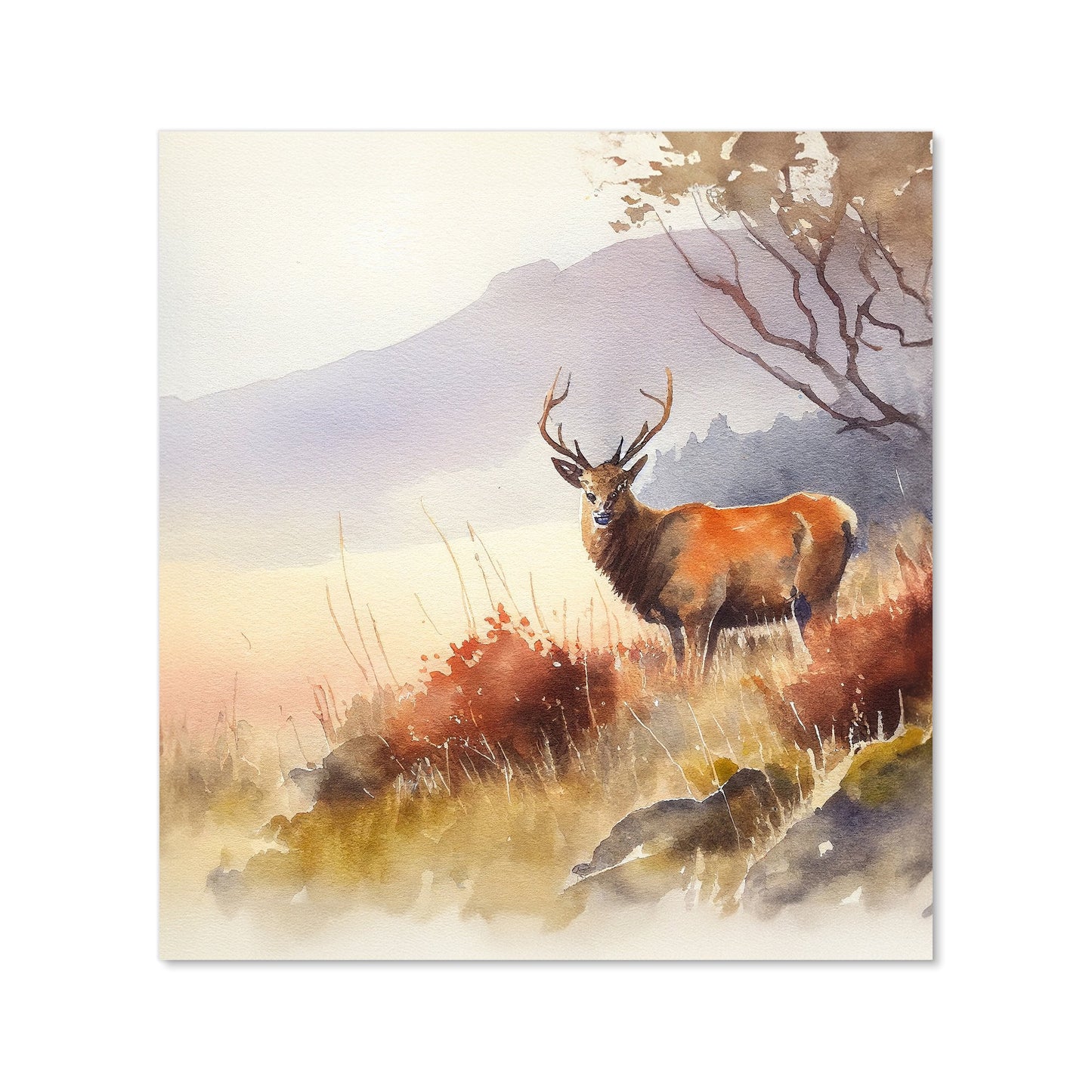 Stag Deer Water Colour Kitchen Splashback