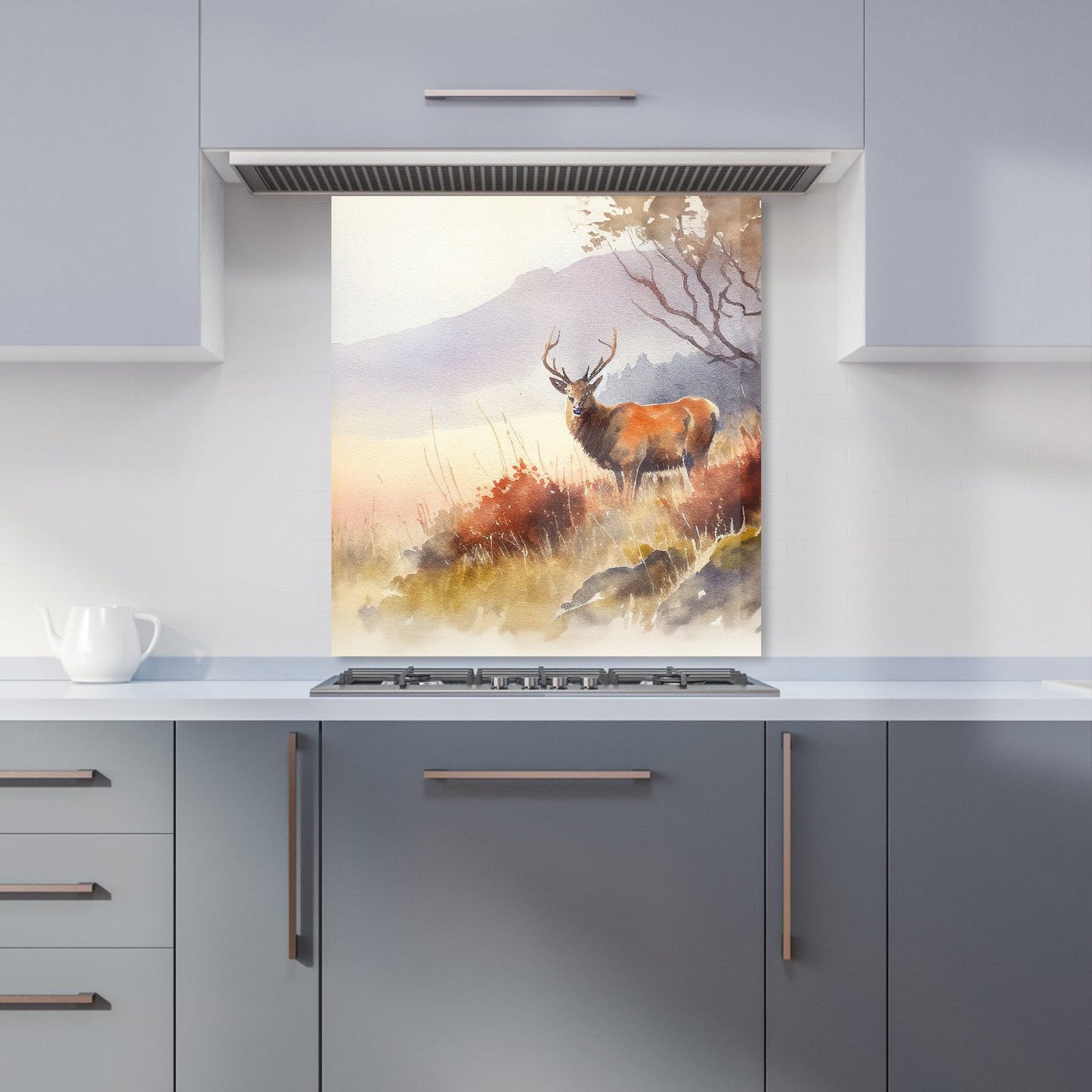 Stag Deer Water Colour Kitchen Splashback