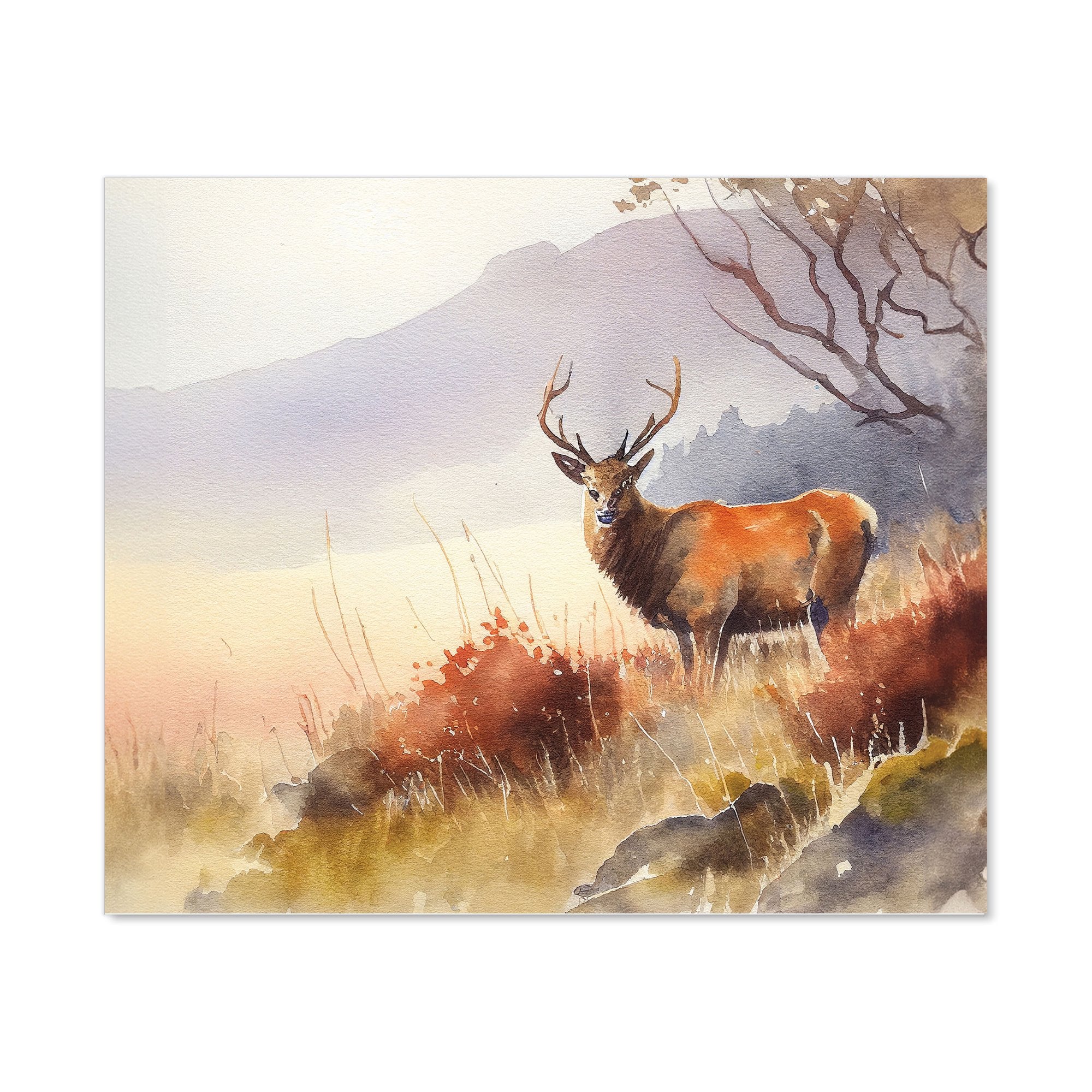 Stag Deer Water Colour Kitchen Splashback