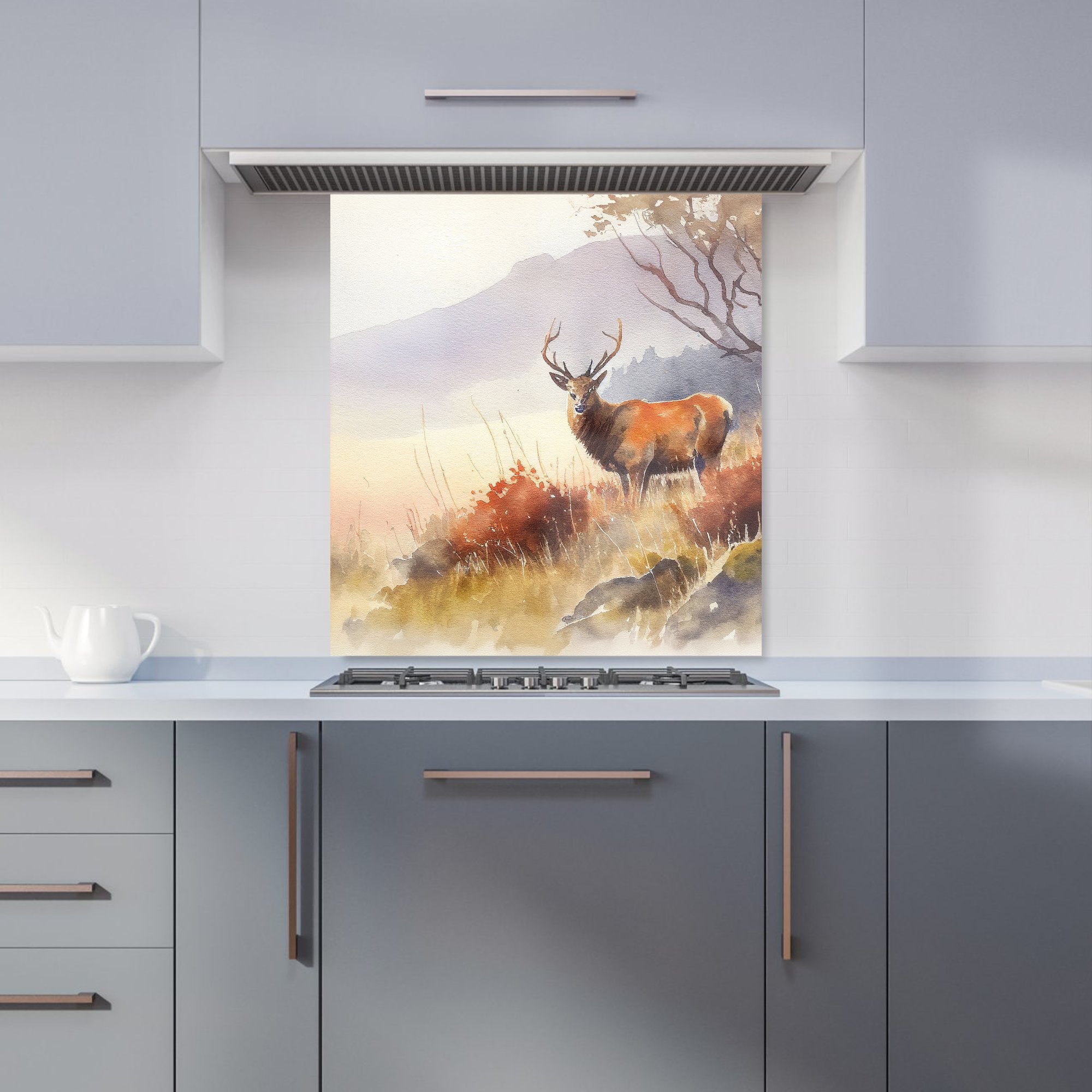 Stag Deer Water Colour Kitchen Splashback