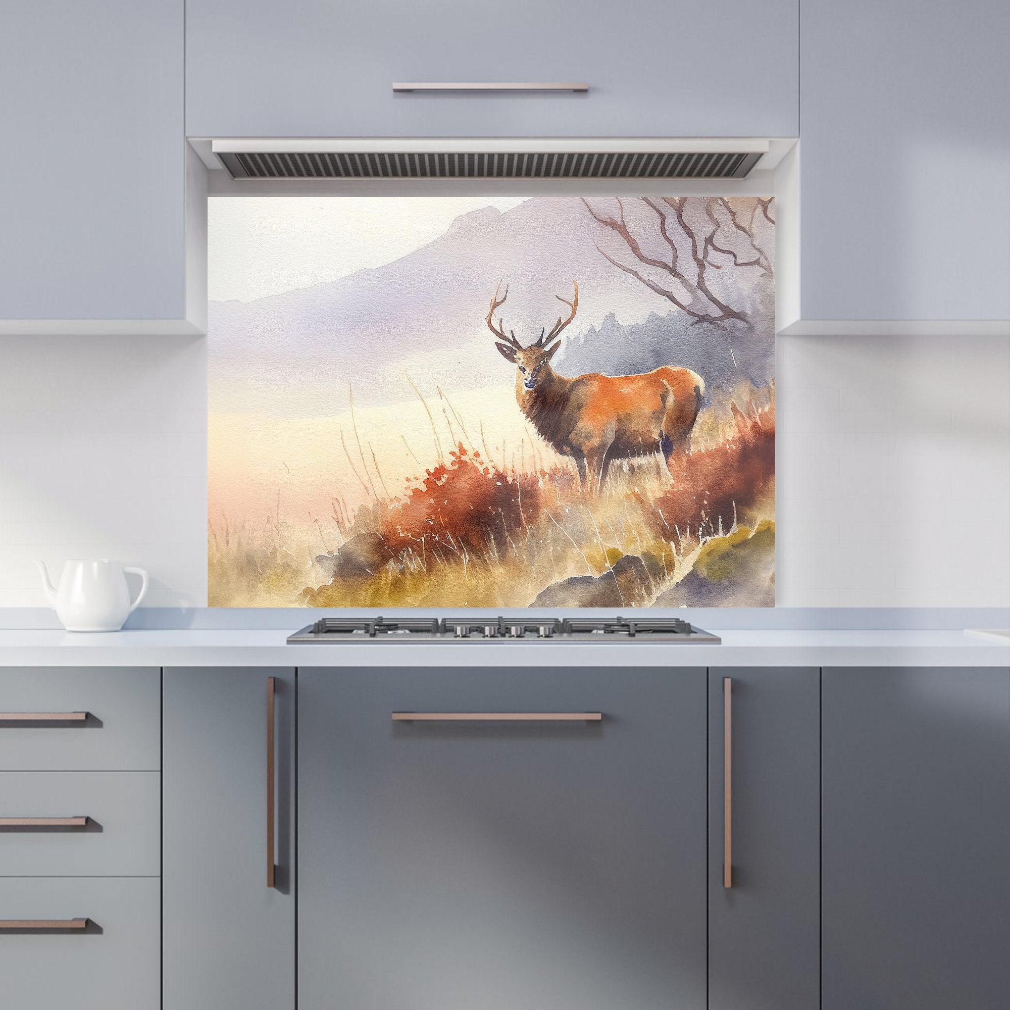 Stag Deer Water Colour Kitchen Splashback