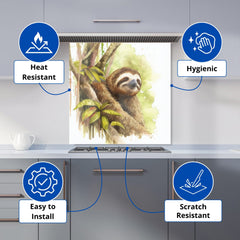 Sloth Watercolour Kitchen Splashback