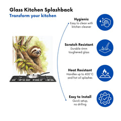 Sloth Watercolour Kitchen Splashback