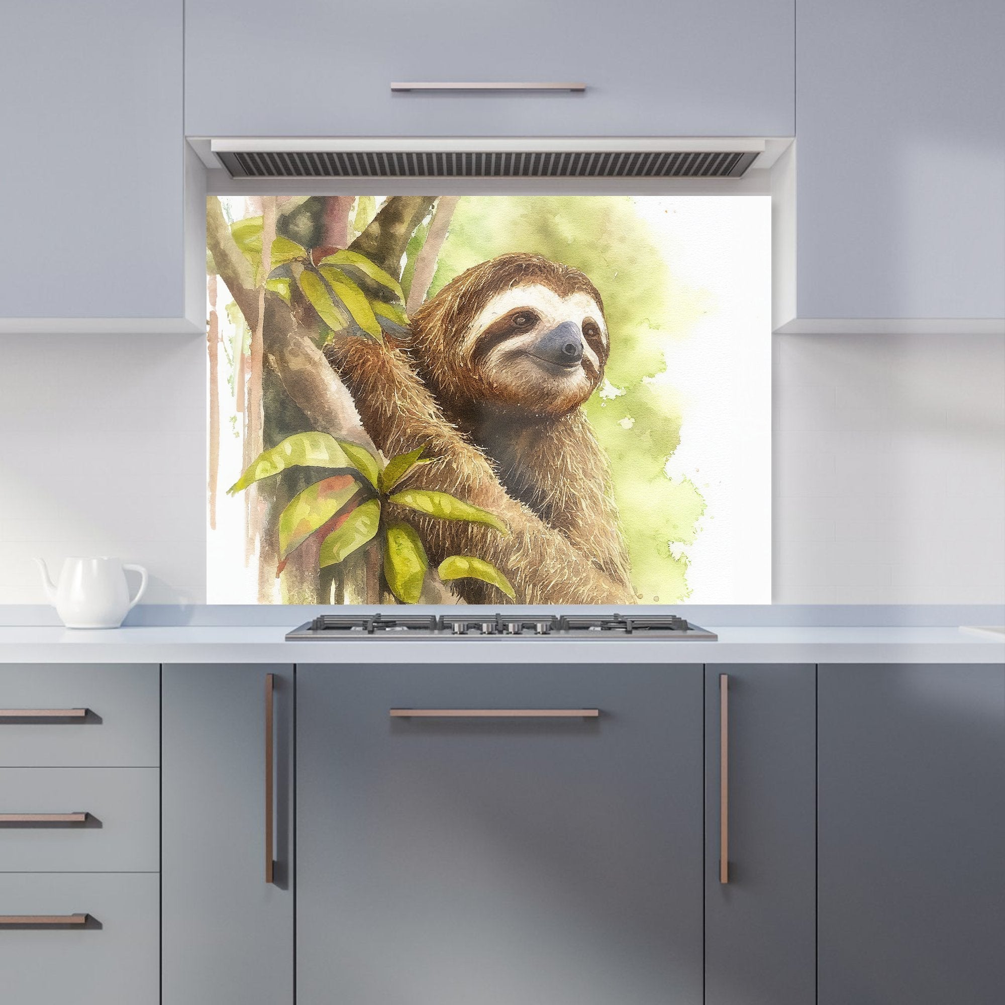 Sloth Watercolour Kitchen Splashback