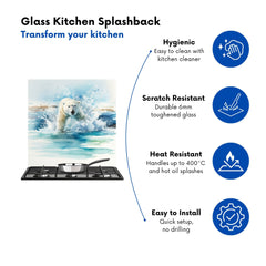 Hunting Polar Bear Watercolour Kitchen Splashback