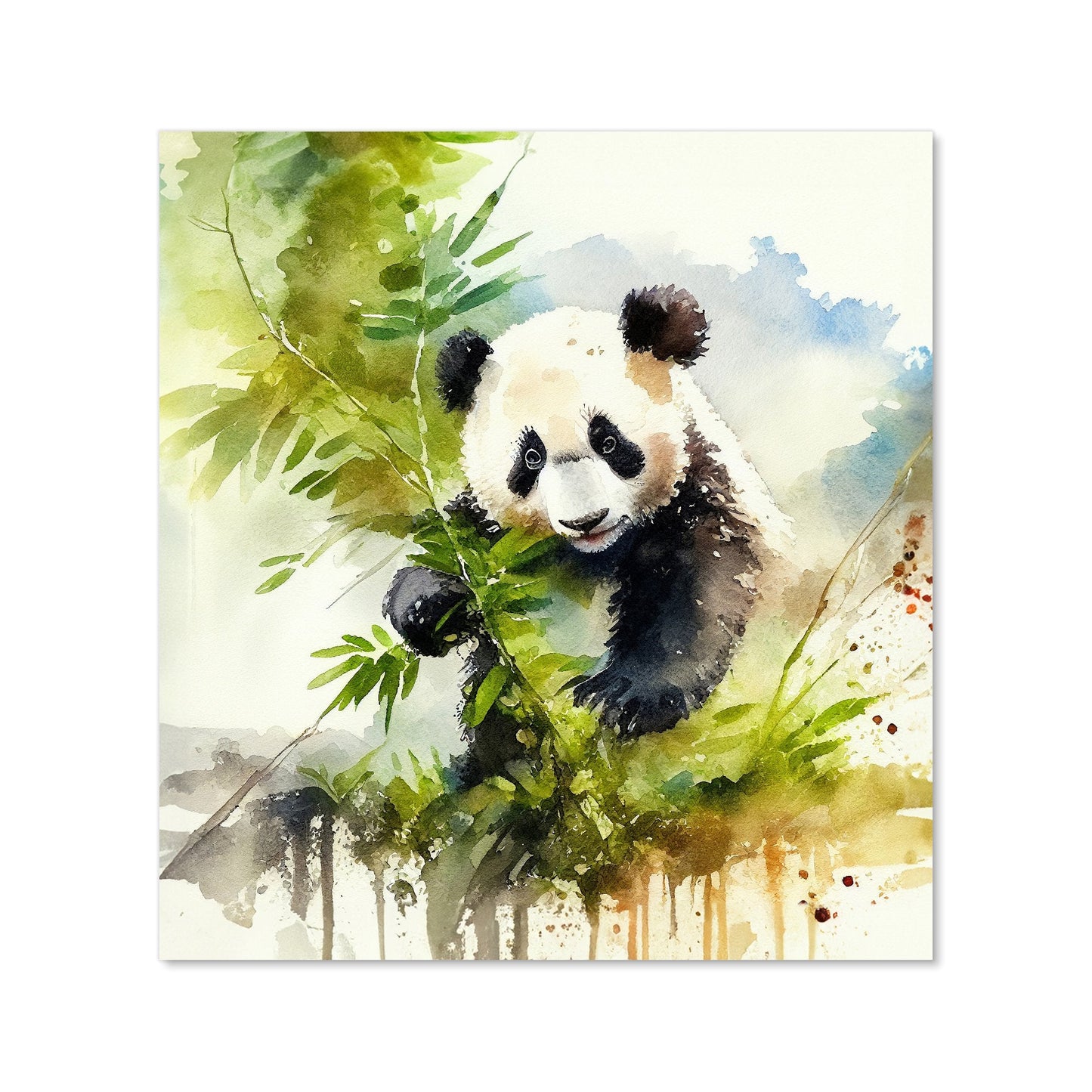 Panda Eating Bamboo Watercolour Kitchen Splashback