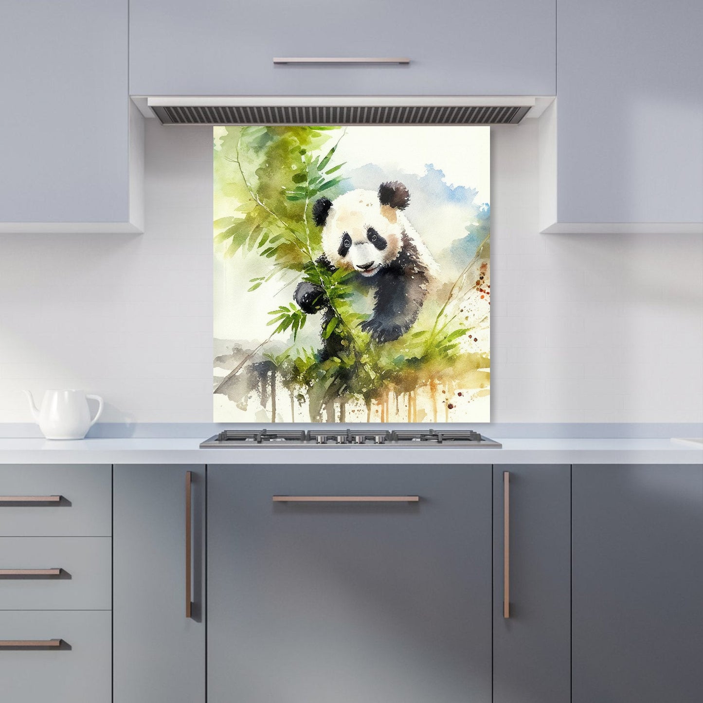 Panda Eating Bamboo Watercolour Kitchen Splashback