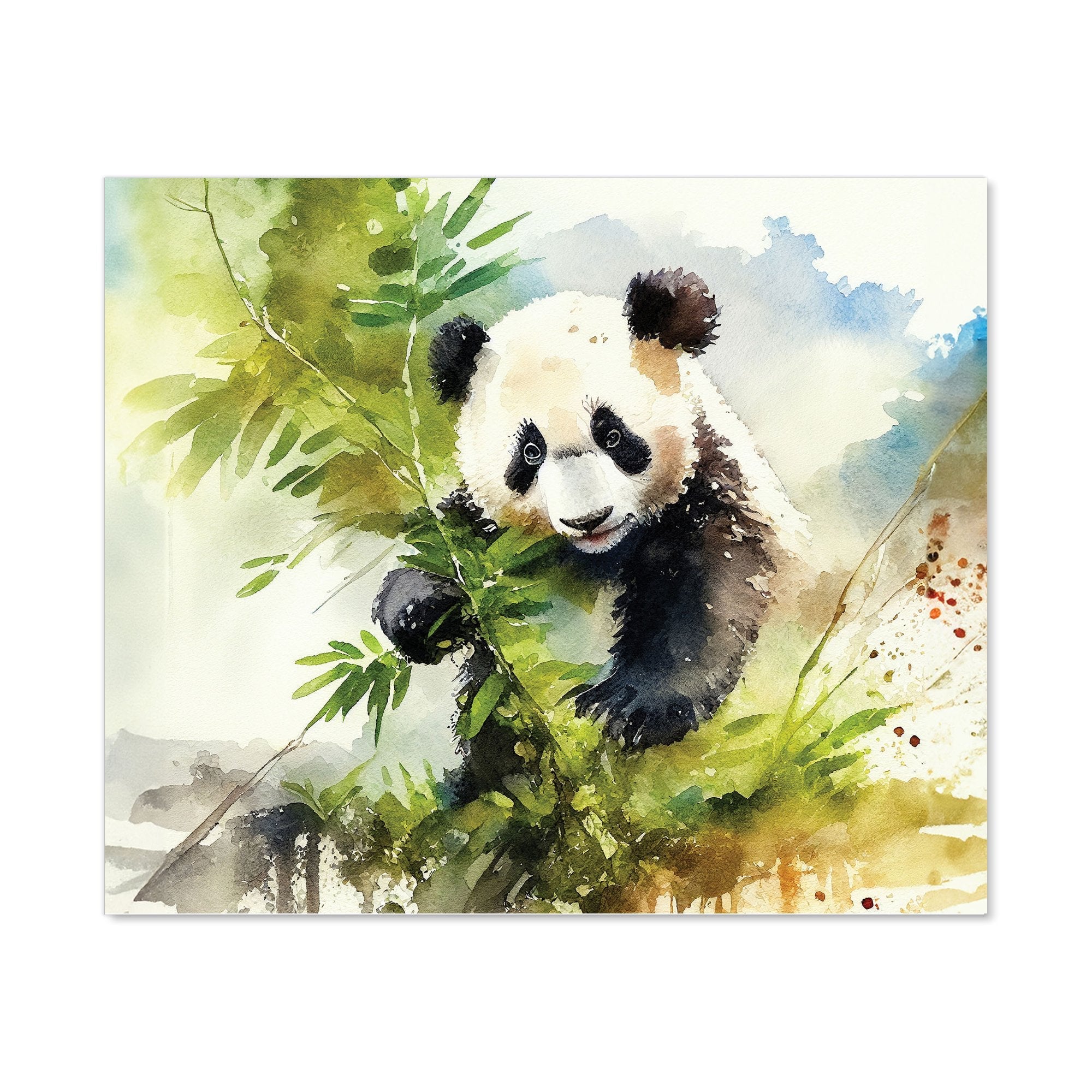 Panda Eating Bamboo Watercolour Kitchen Splashback
