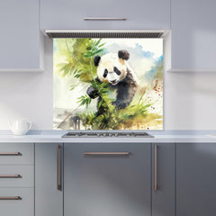 Panda Eating Bamboo Watercolour Kitchen Splashback