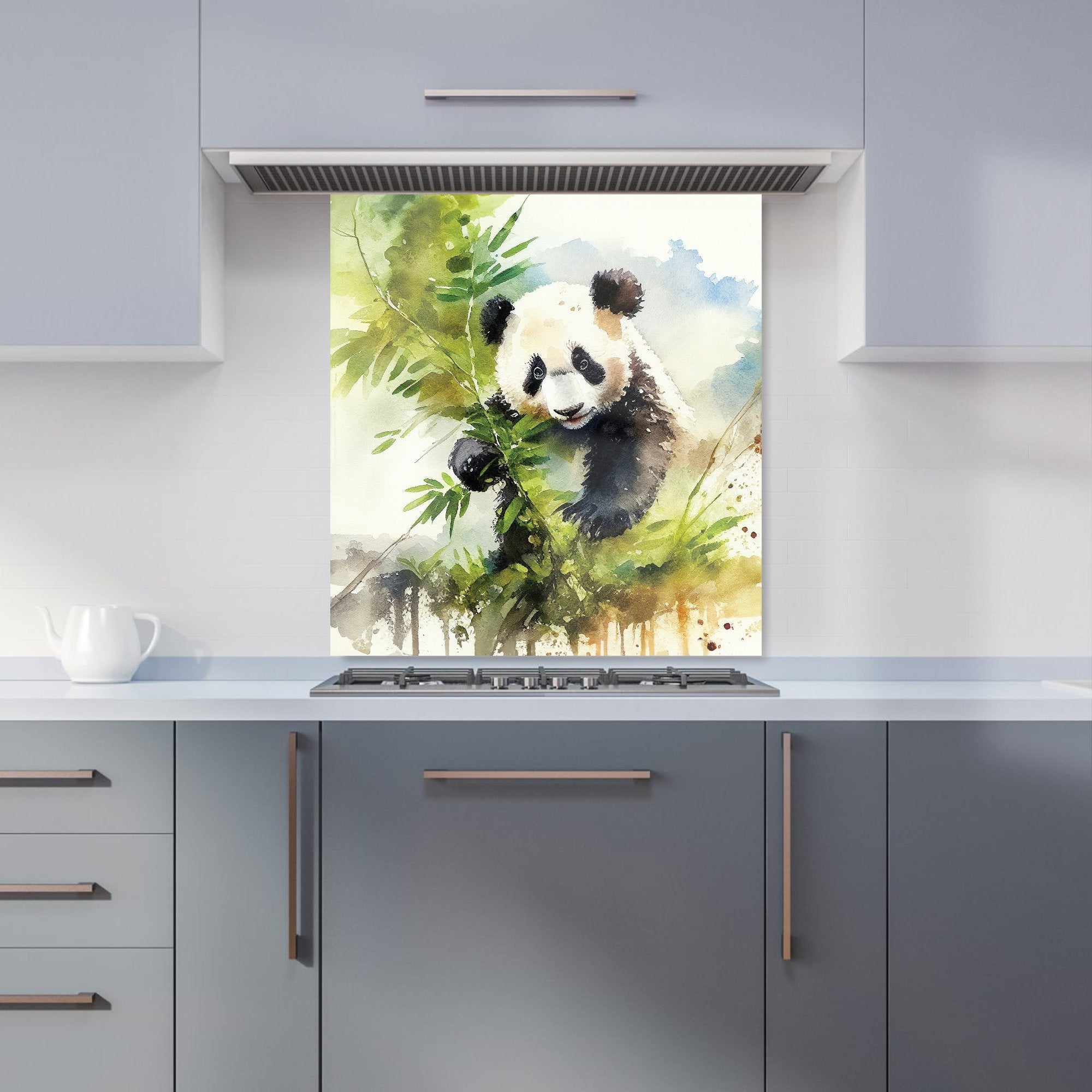Panda Eating Bamboo Watercolour Kitchen Splashback