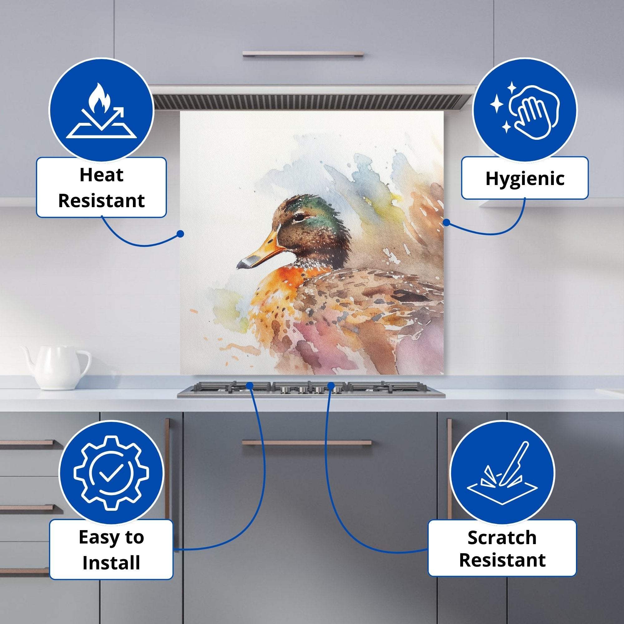 Mallard Watercolour Kitchen Splashback
