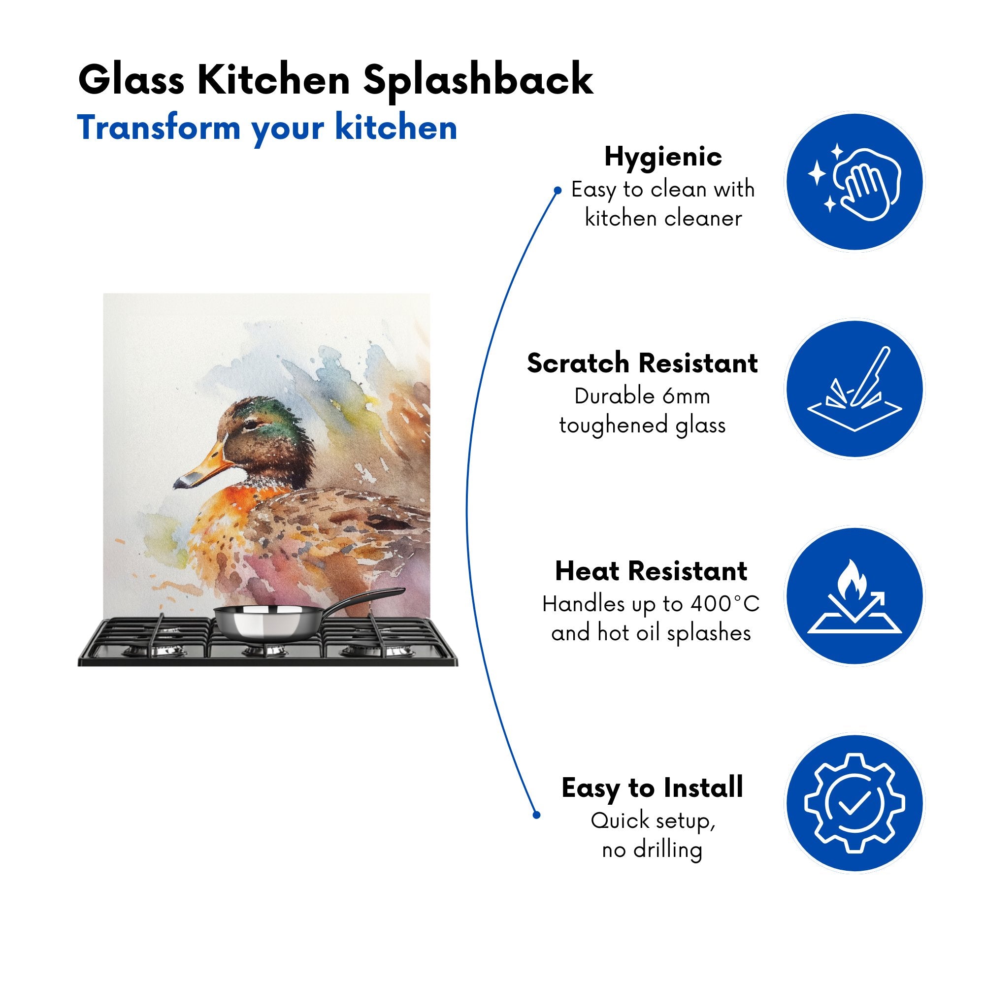 Mallard Watercolour Kitchen Splashback