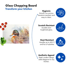 Mallard Watercolour Glass Chopping Board