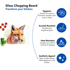 Fox Watercolour Glass Chopping Board