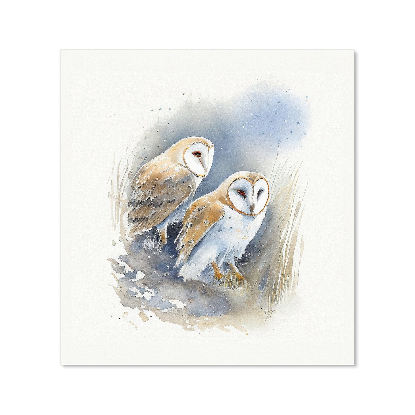 Barn Ano Owls Watercolour Kitchen Splashback