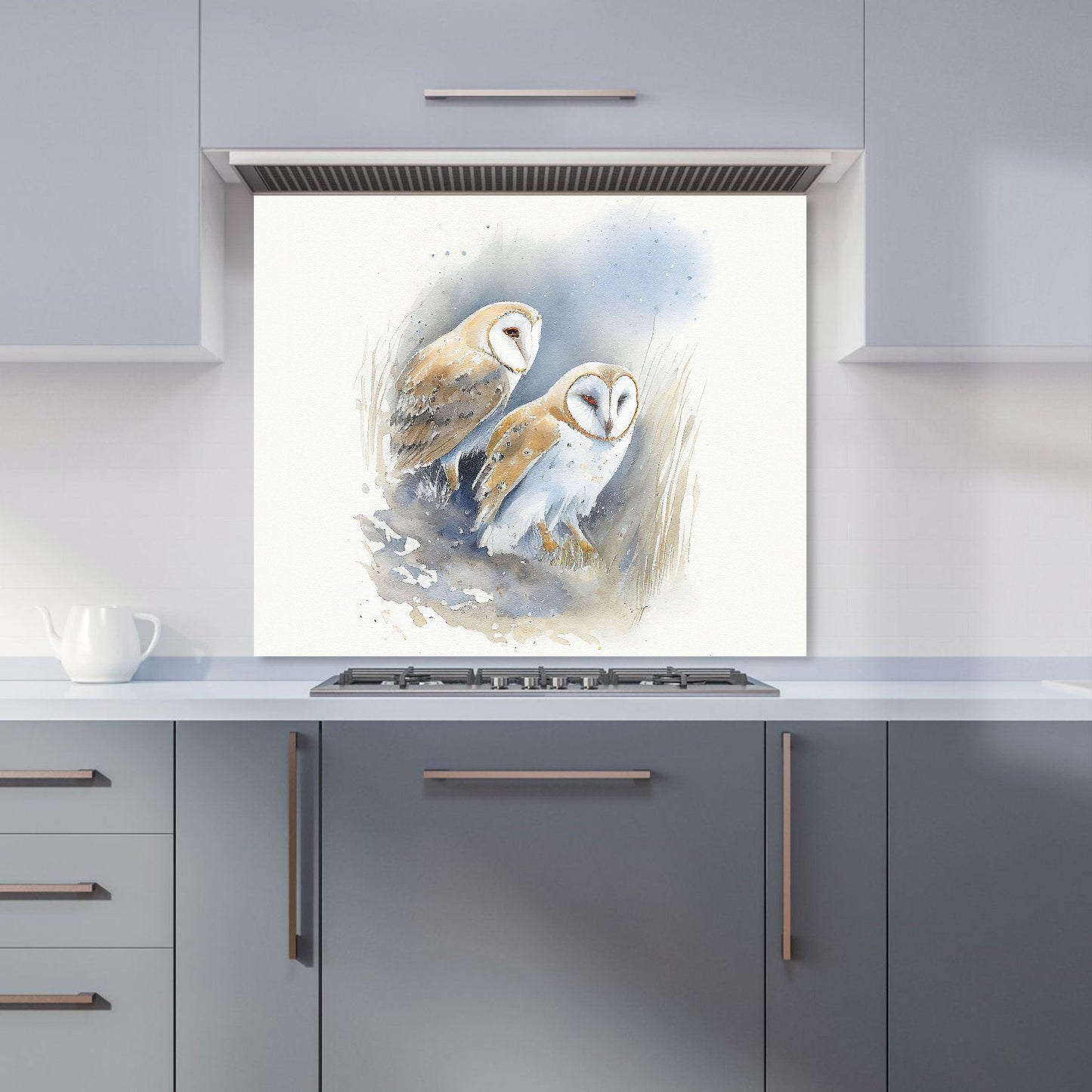 Barn Ano Owls Watercolour Kitchen Splashback