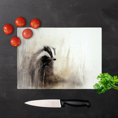 Badger Watercolour Glass Chopping Board