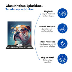 Bulldog With Glasses Splashart Kitchen Splashback