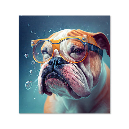 Bulldog With Glasses Splashart Kitchen Splashback