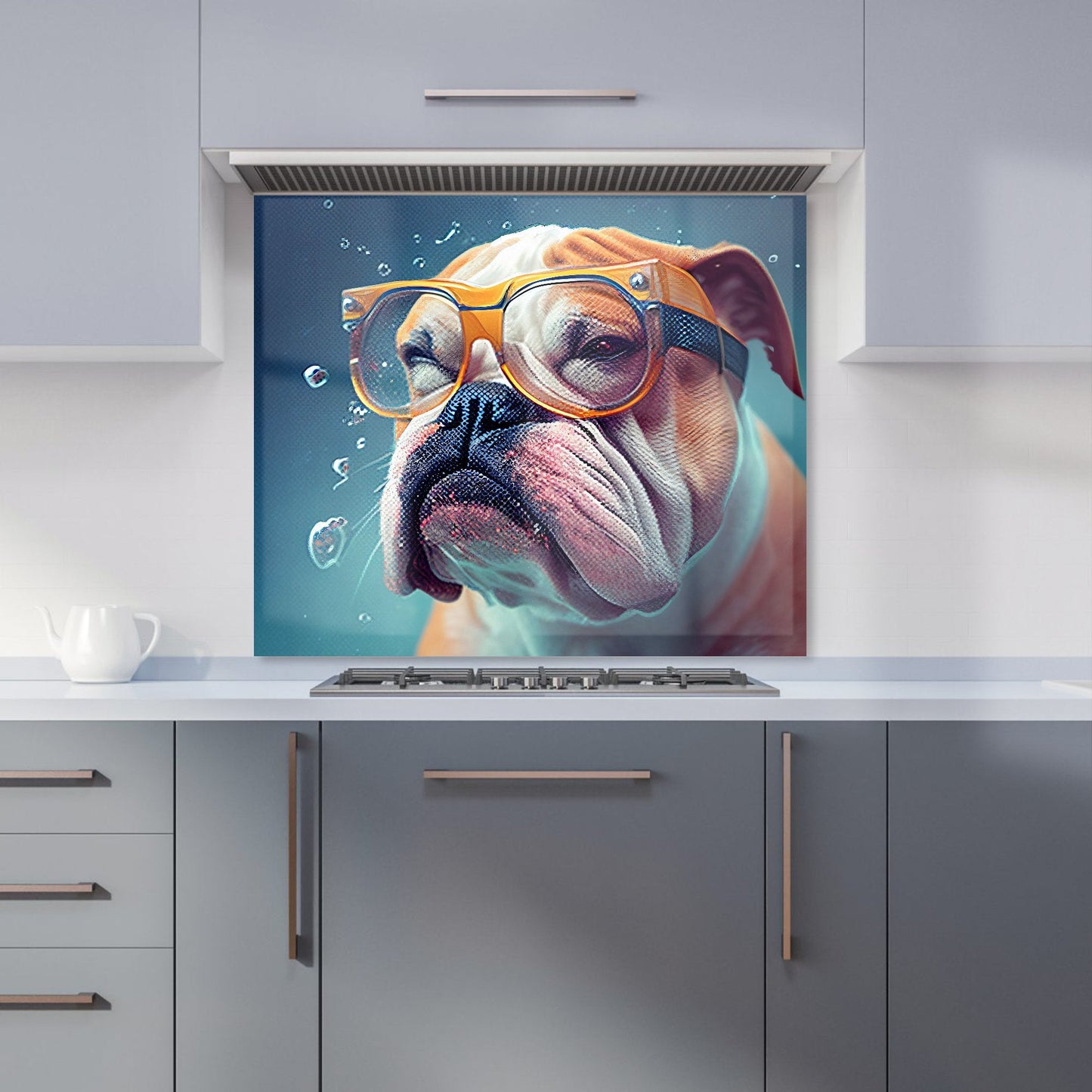 Bulldog With Glasses Splashart Kitchen Splashback