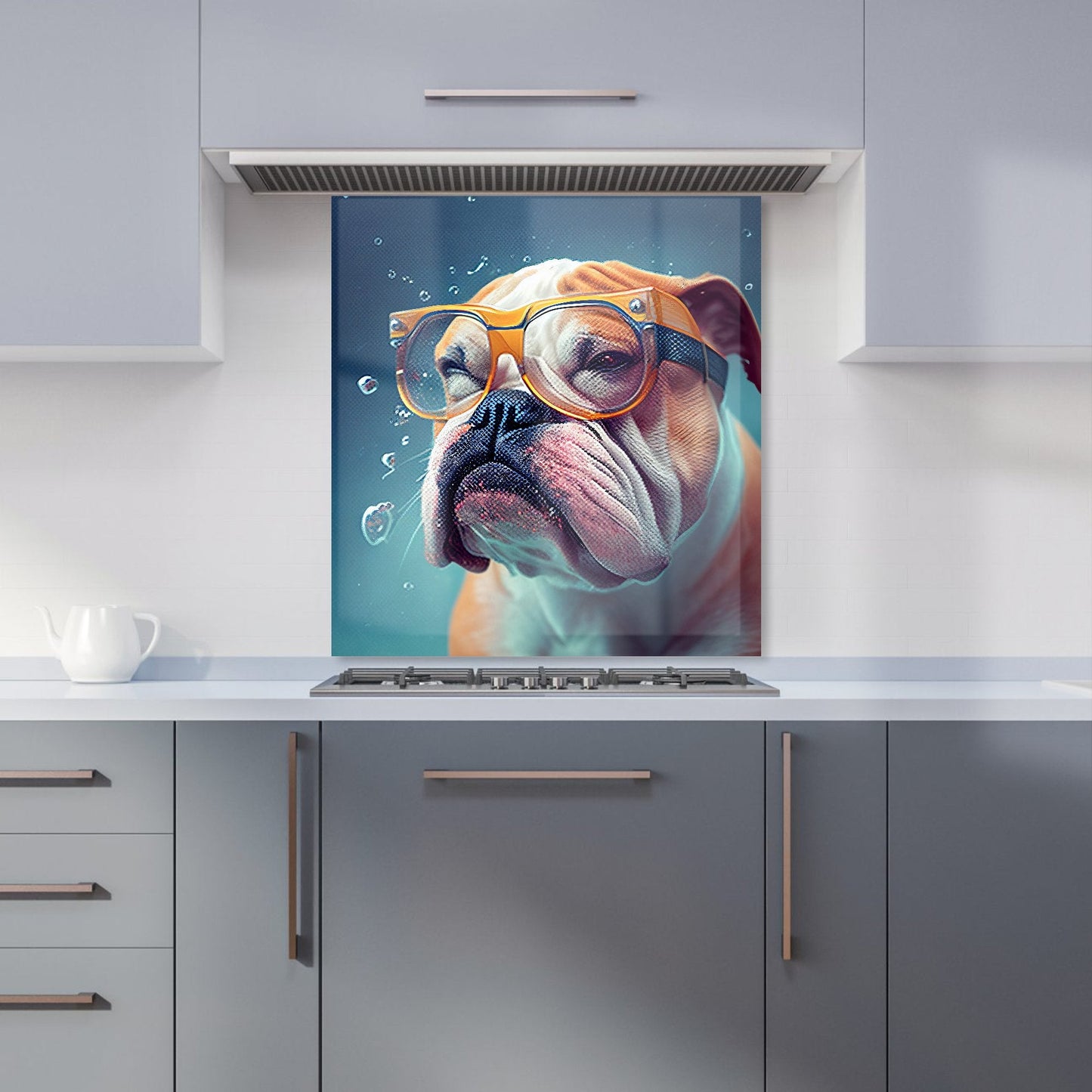 Bulldog With Glasses Splashart Kitchen Splashback