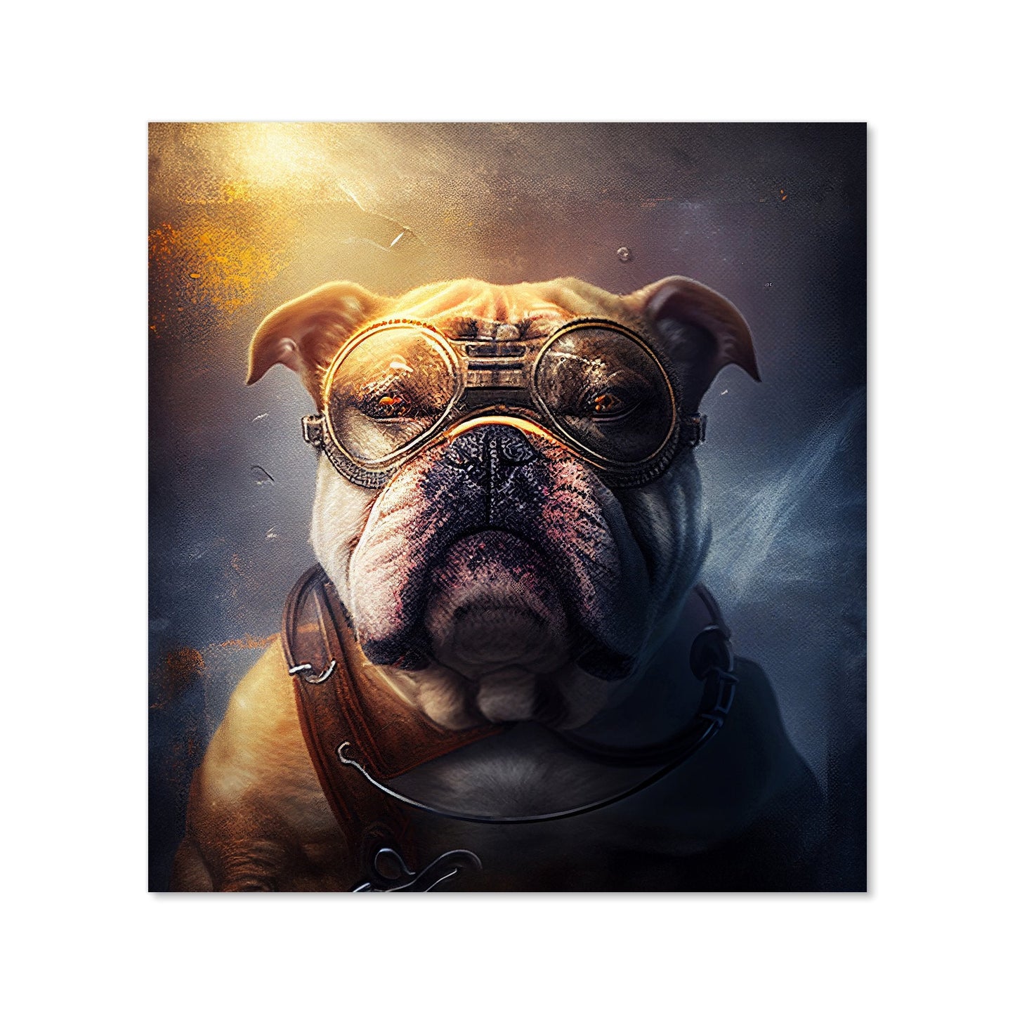 Bulldog With Glasses Splashart Golden Kitchen Splashback