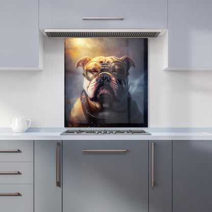 Bulldog With Glasses Splashart Golden Kitchen Splashback