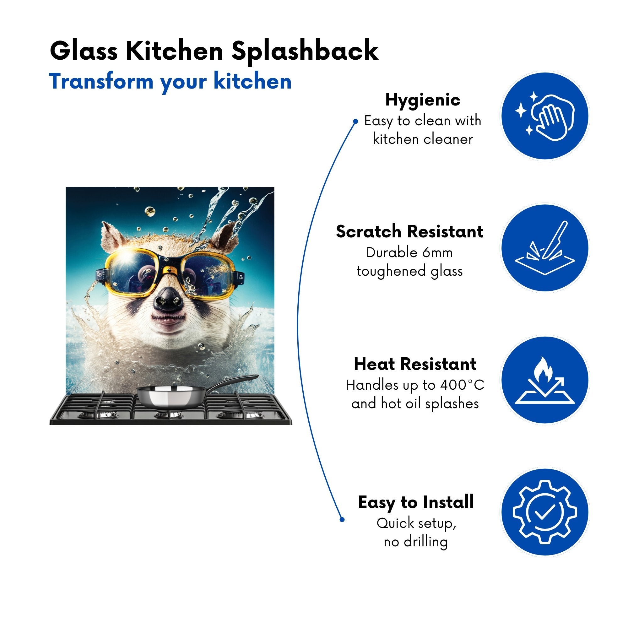 Dormouse With Glasses Splashart Kitchen Splashback
