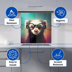 Ferret With Glasses Splashart Kitchen Splashback