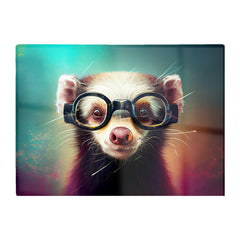 Ferret With Glasses Splashart Glass Chopping Board
