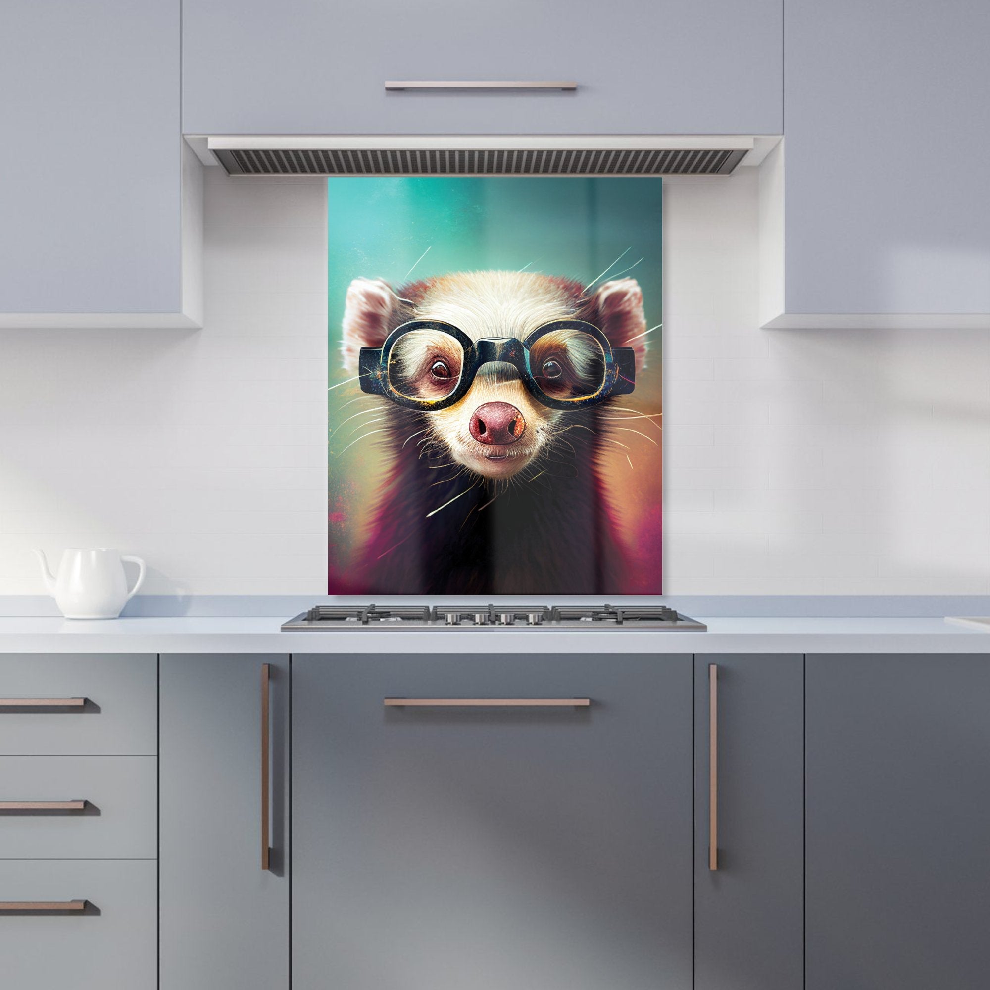 Ferret With Glasses Splashart Kitchen Splashback