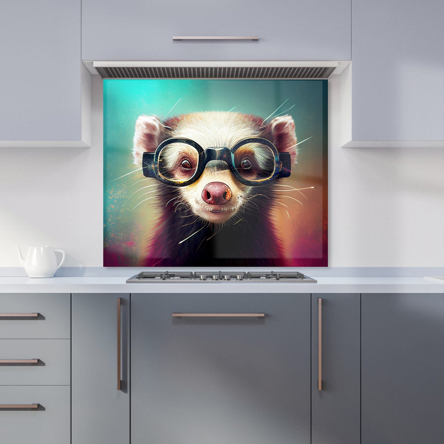 Ferret With Glasses Splashart Kitchen Splashback