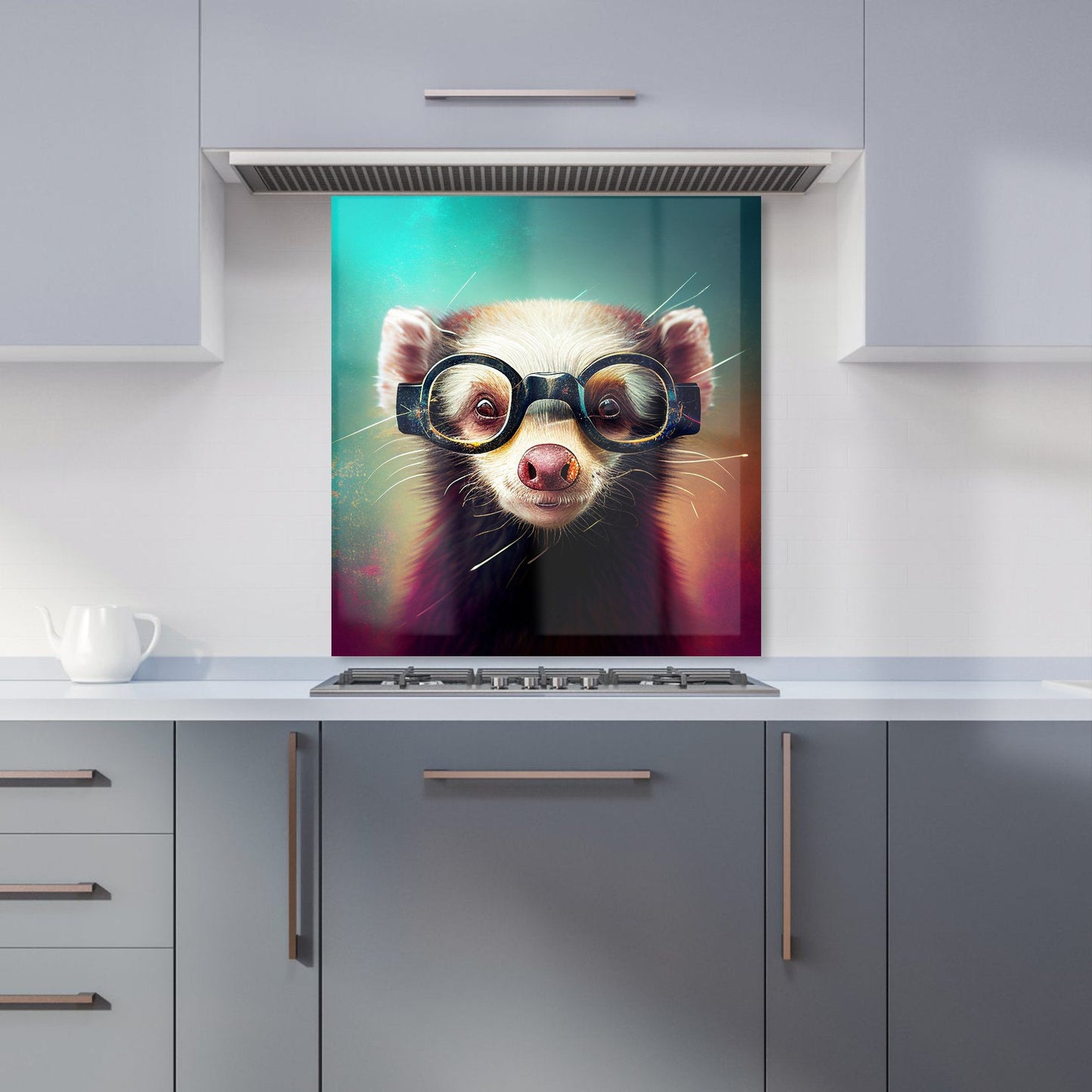 Ferret With Glasses Splashart Kitchen Splashback