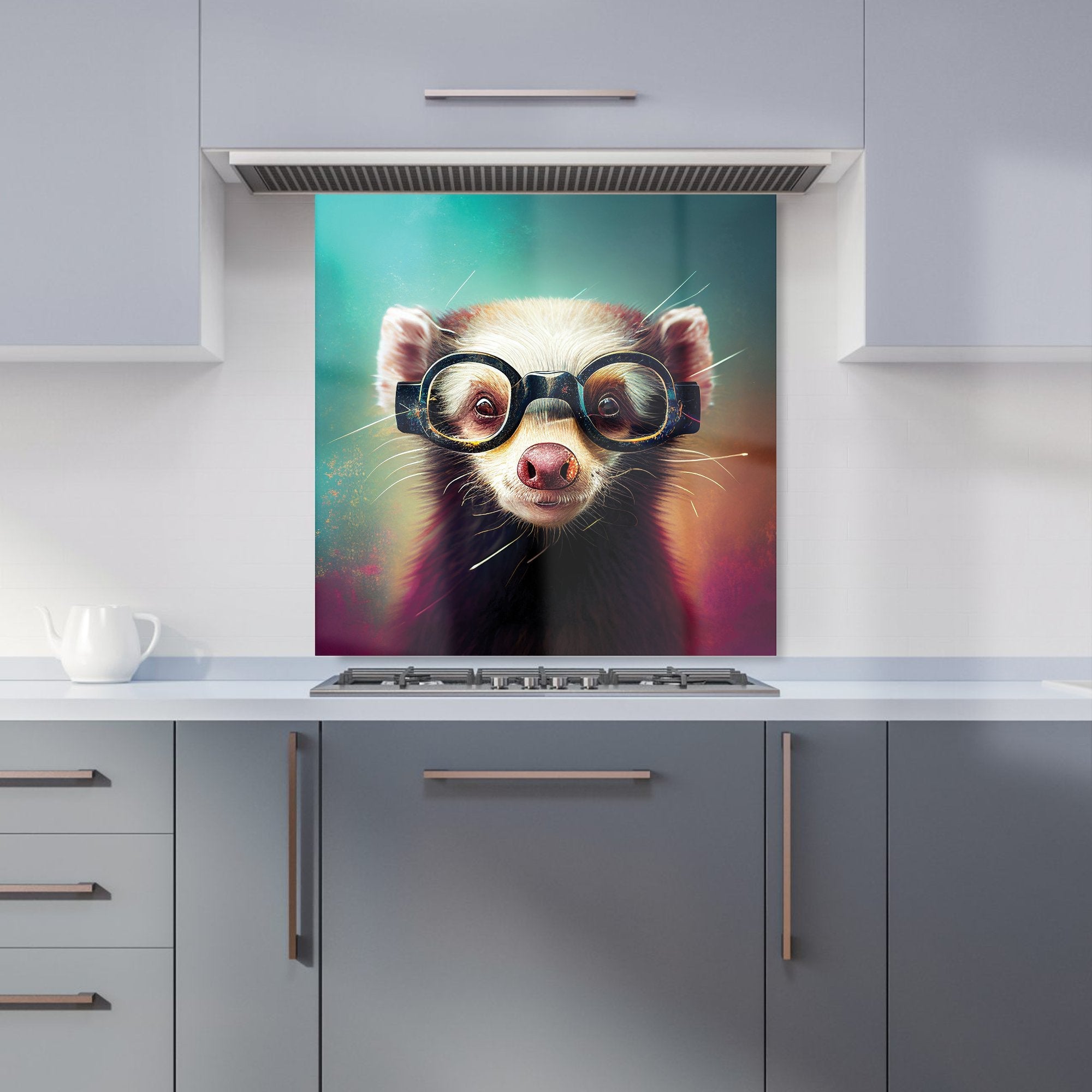 Ferret With Glasses Splashart Kitchen Splashback