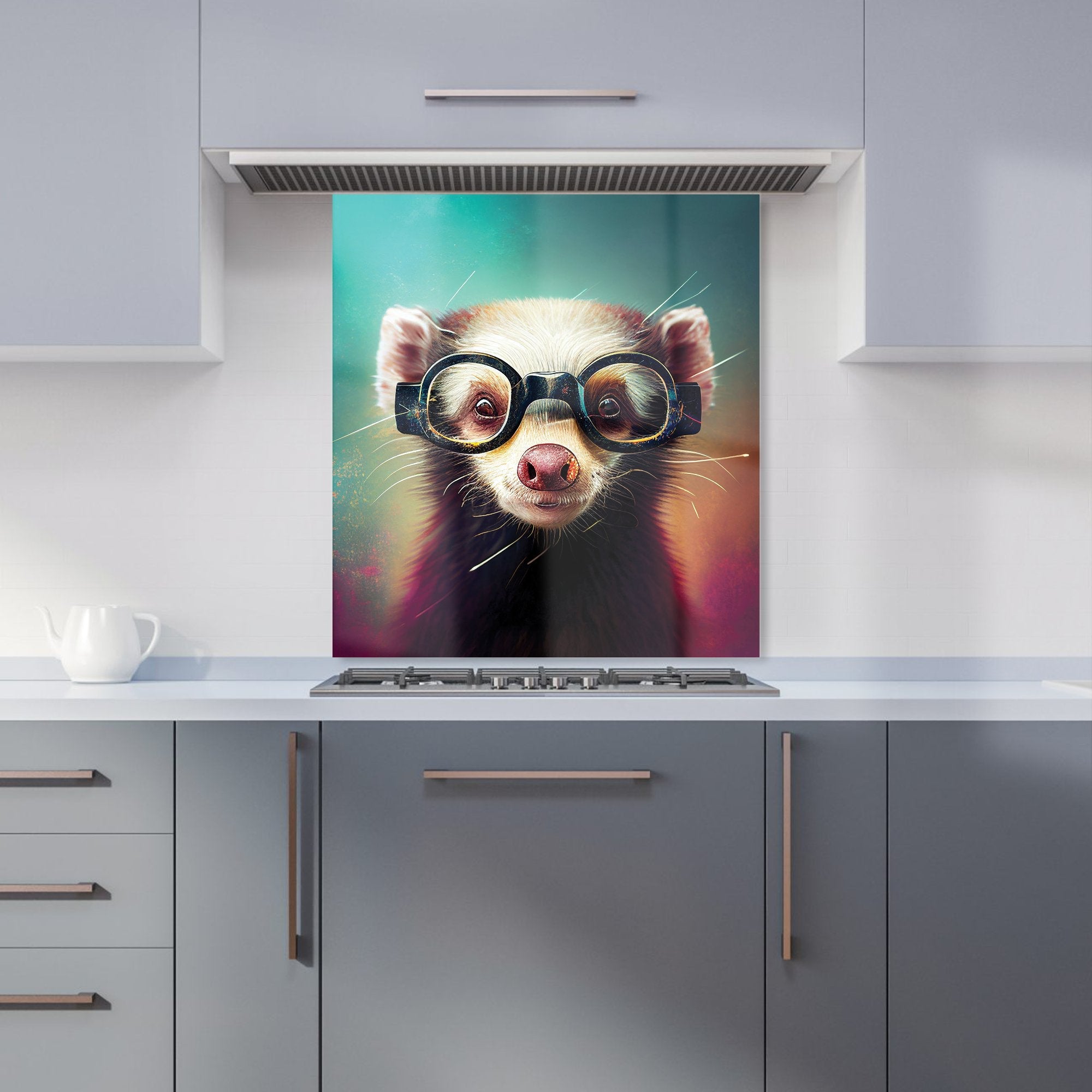 Ferret With Glasses Splashart Kitchen Splashback