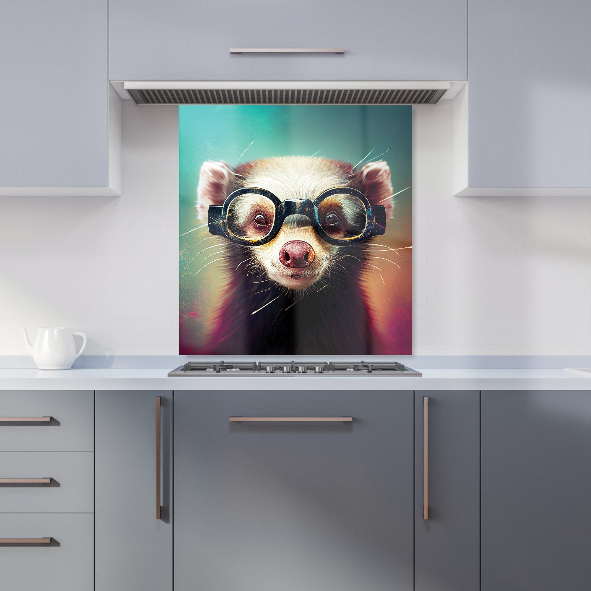 Ferret With Glasses Splashart Kitchen Splashback