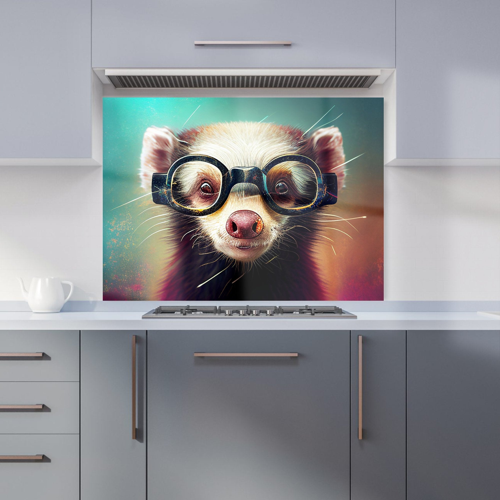 Ferret With Glasses Splashart Kitchen Splashback