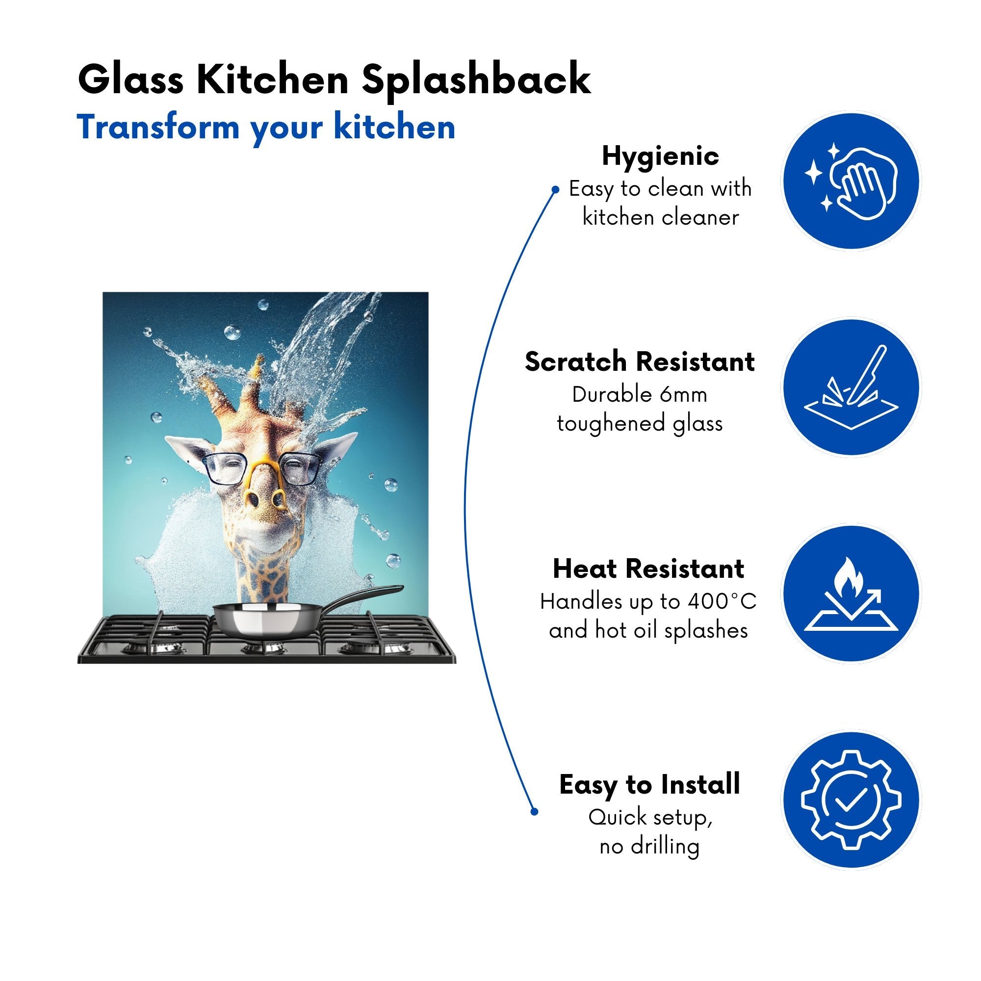 Giraffe With Glasses Splashart Kitchen Splashback
