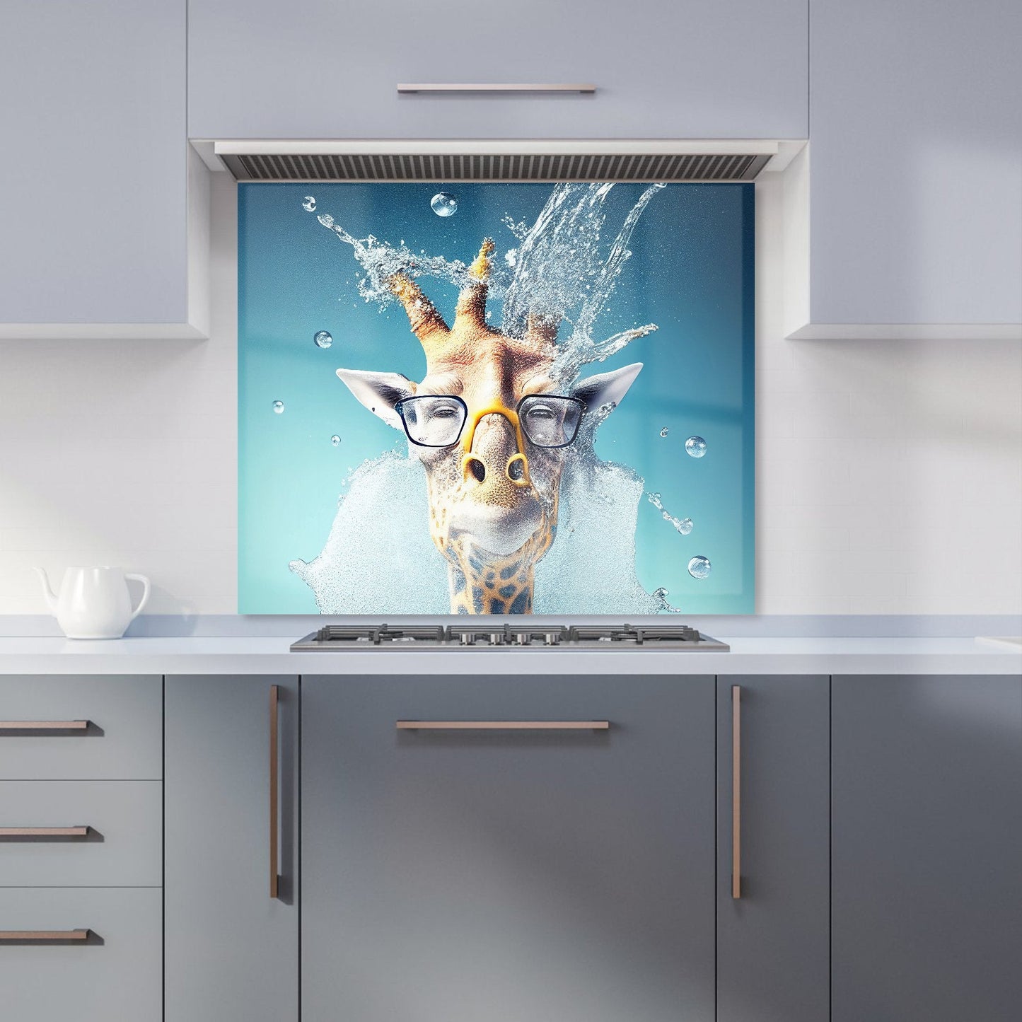 Giraffe With Glasses Splashart Kitchen Splashback