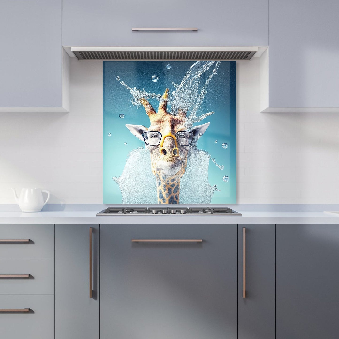 Giraffe With Glasses Splashart Kitchen Splashback