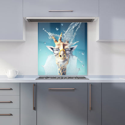 Giraffe With Glasses Splashart Kitchen Splashback