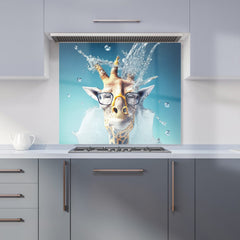 Giraffe With Glasses Splashart Kitchen Splashback