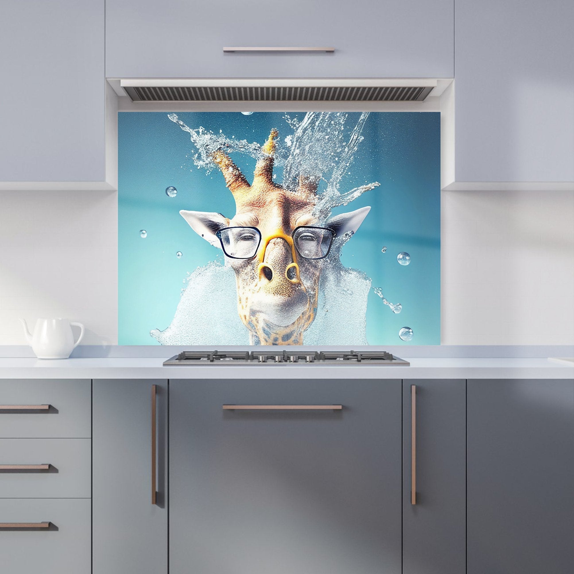 Giraffe With Glasses Splashart Kitchen Splashback