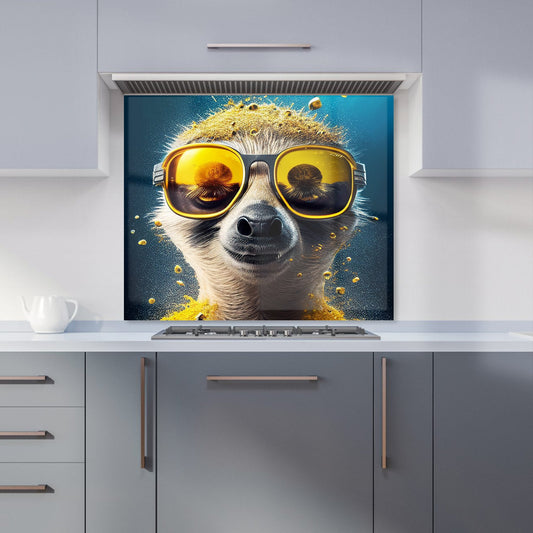 Meerkat With Golden Glasses Splashart Kitchen Splashback