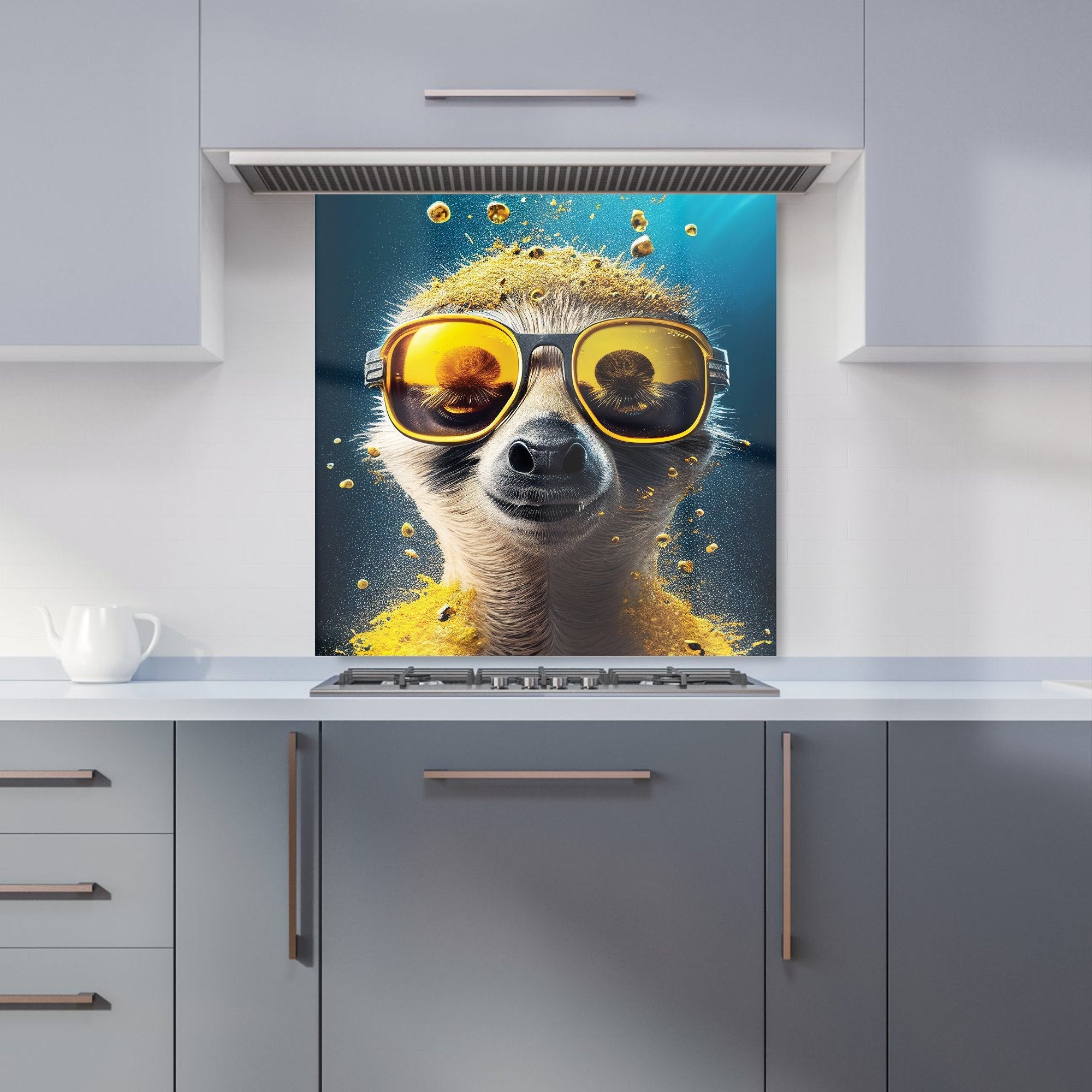 Meerkat With Golden Glasses Splashart Kitchen Splashback