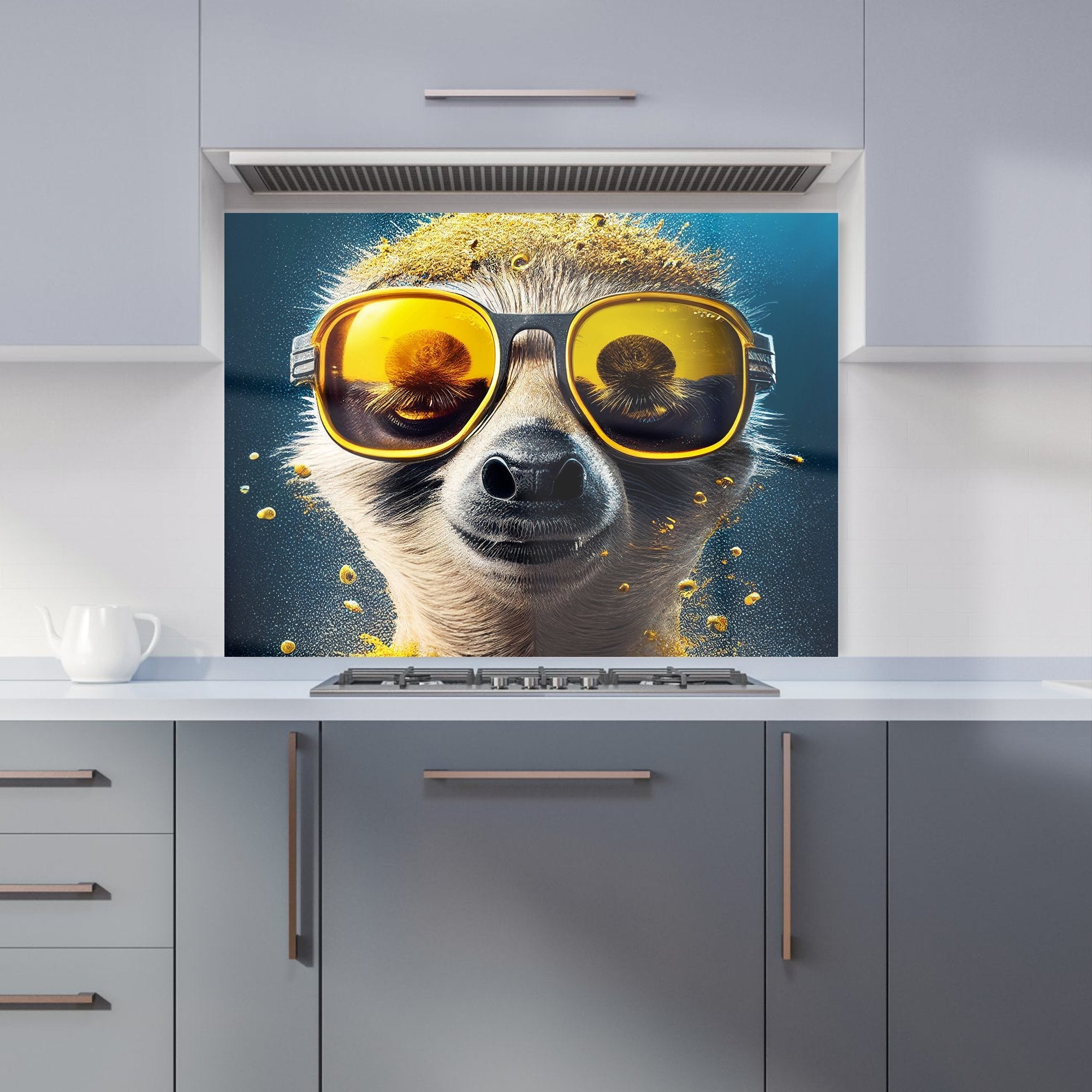 Meerkat With Golden Glasses Splashart Kitchen Splashback