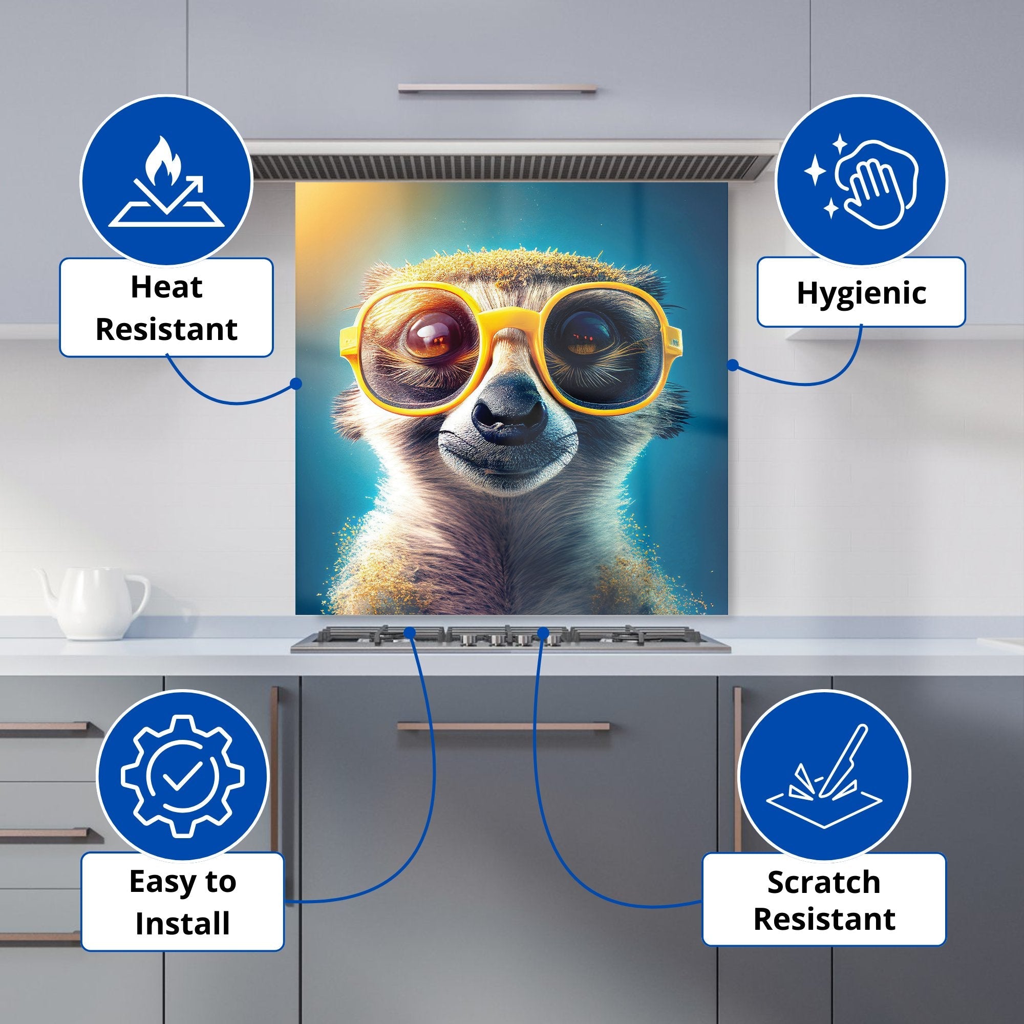 Meerkat With Glasses Splashart Kitchen Splashback