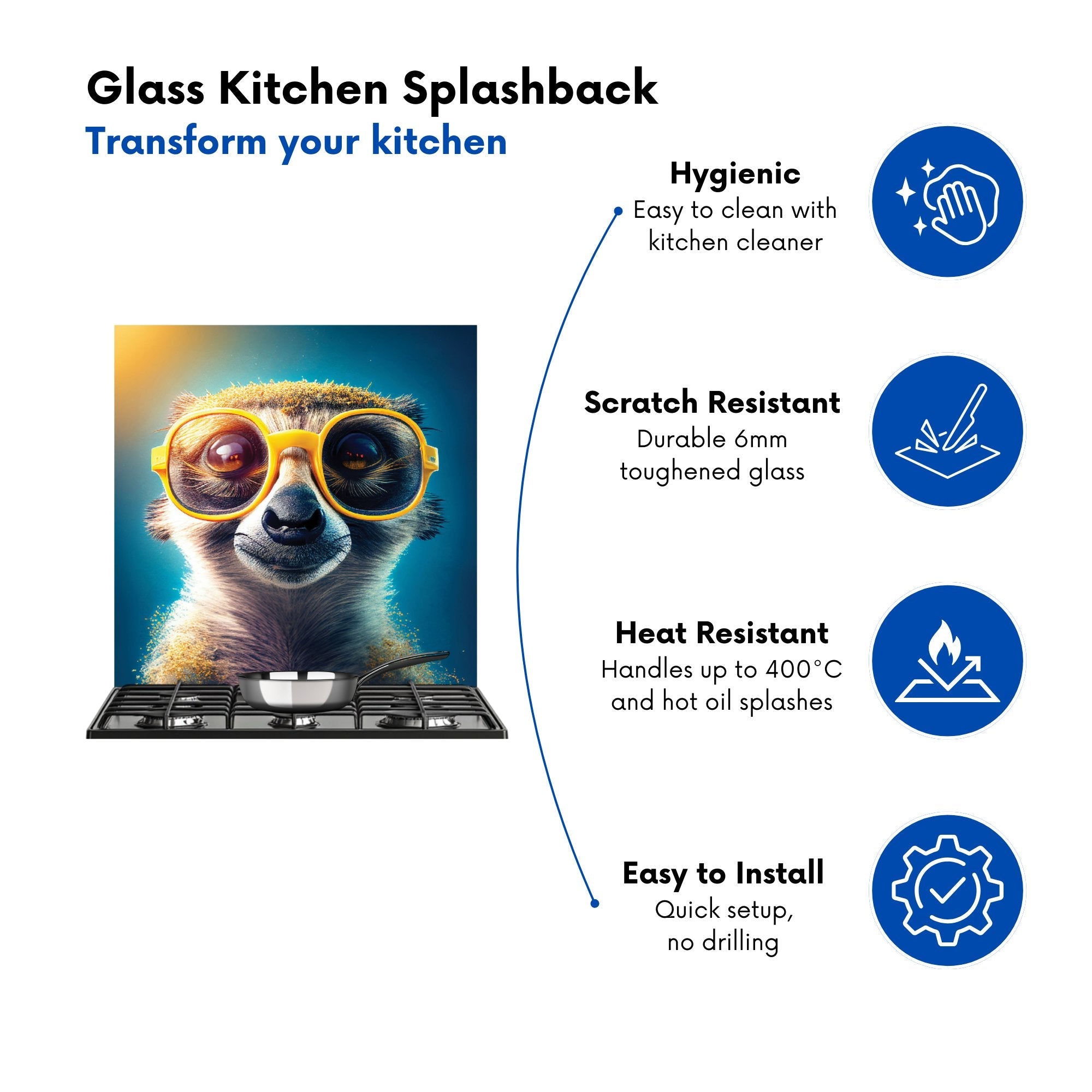 Meerkat With Glasses Splashart Kitchen Splashback