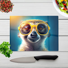 Meerkat With Glasses Splashart Glass Chopping Board